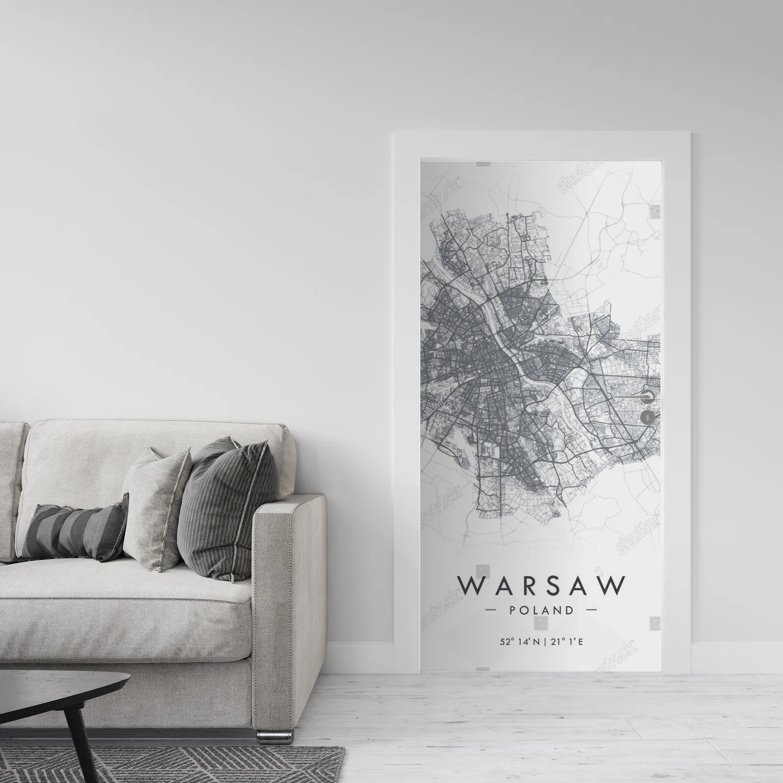 Warszawska mapa wektorowa w minimalistycznym stylu