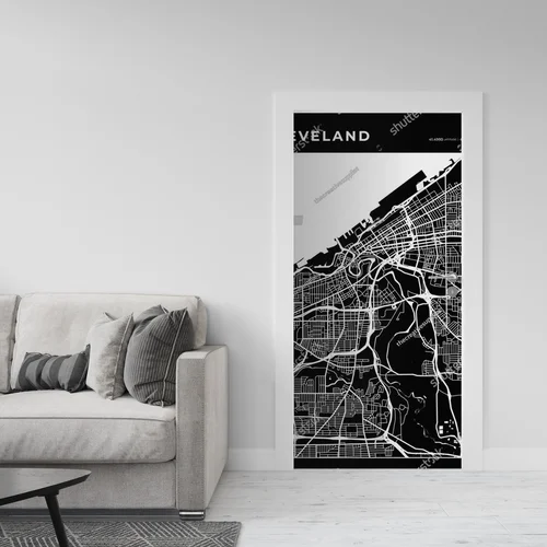 Stylowa mapa Cleveland w monochromatycznej harmonii