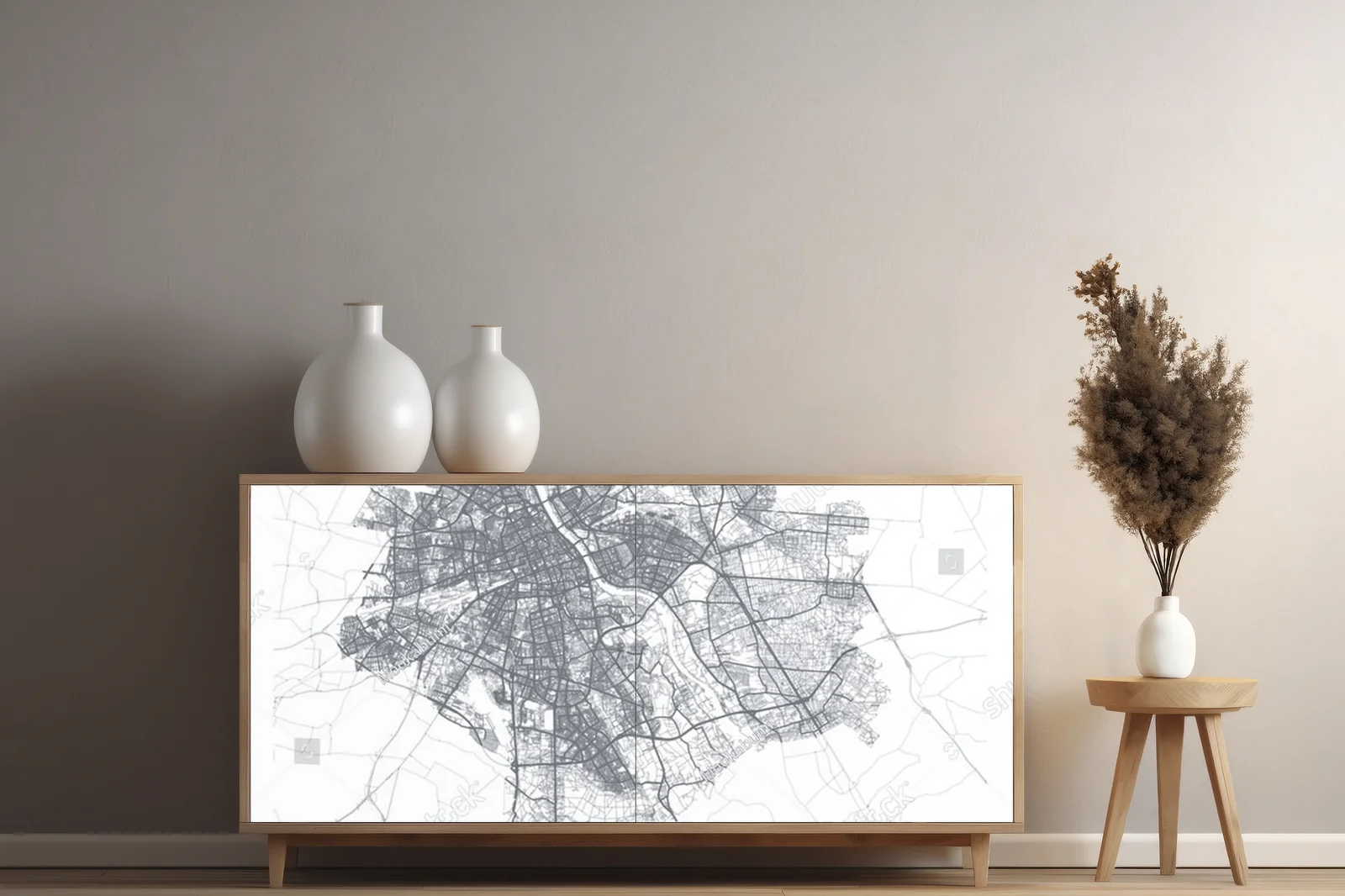 Warszawska mapa wektorowa w minimalistycznym stylu
