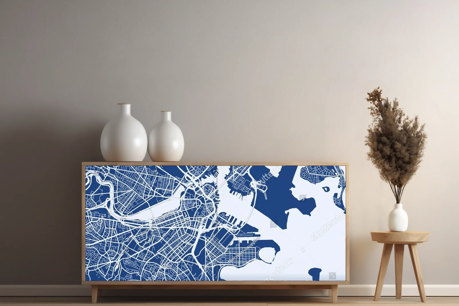 Niebieska mapa Bostonu – artystyczna kompozycja