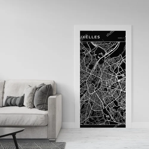 Nowoczesna mapa Brusseli w monochromatycznej aranżacji