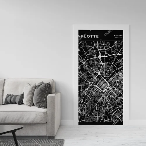 Elegancka mapa Charlotte w monochromatycznych odcieniach