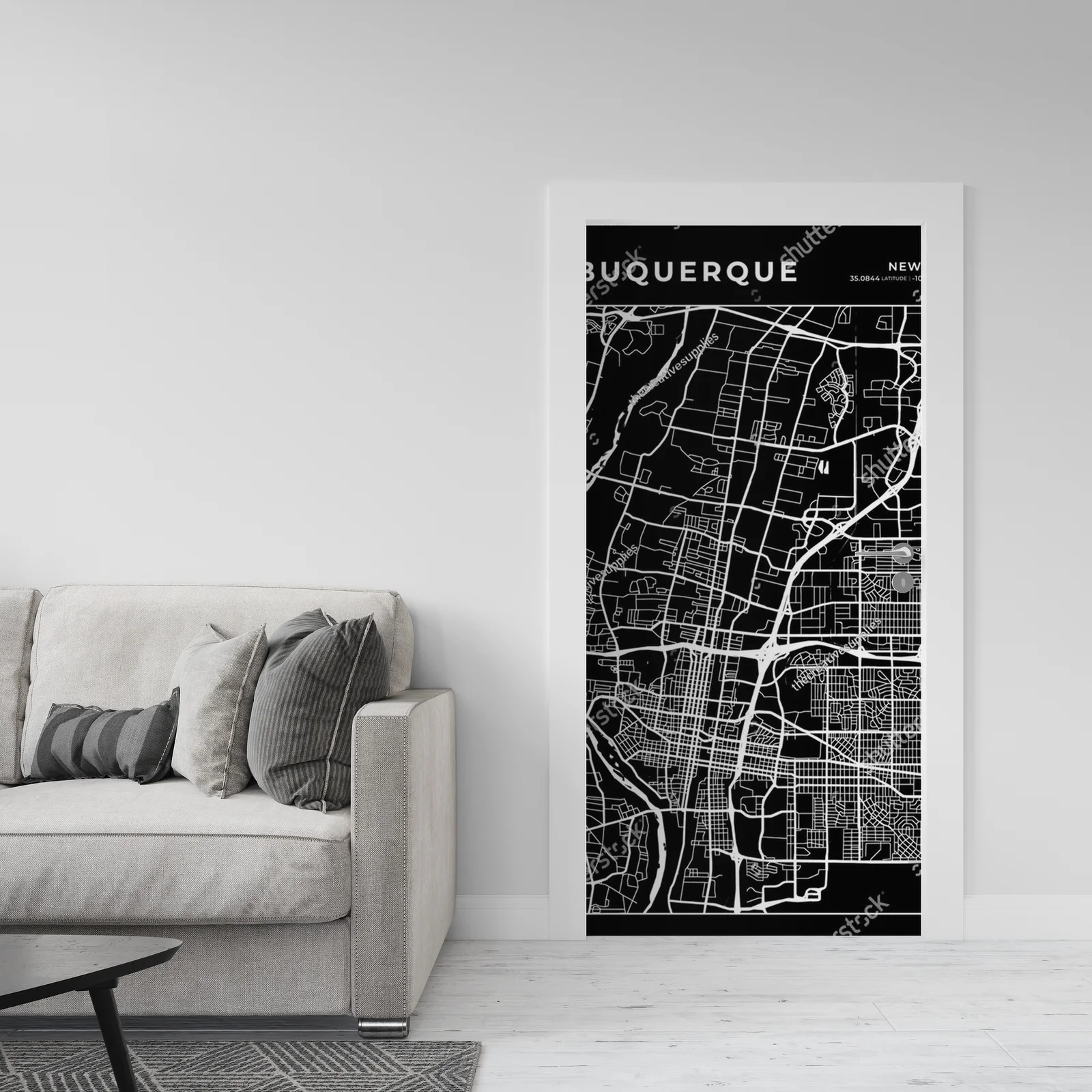 Miejska mapa Albuquerque w eleganckiej czerni