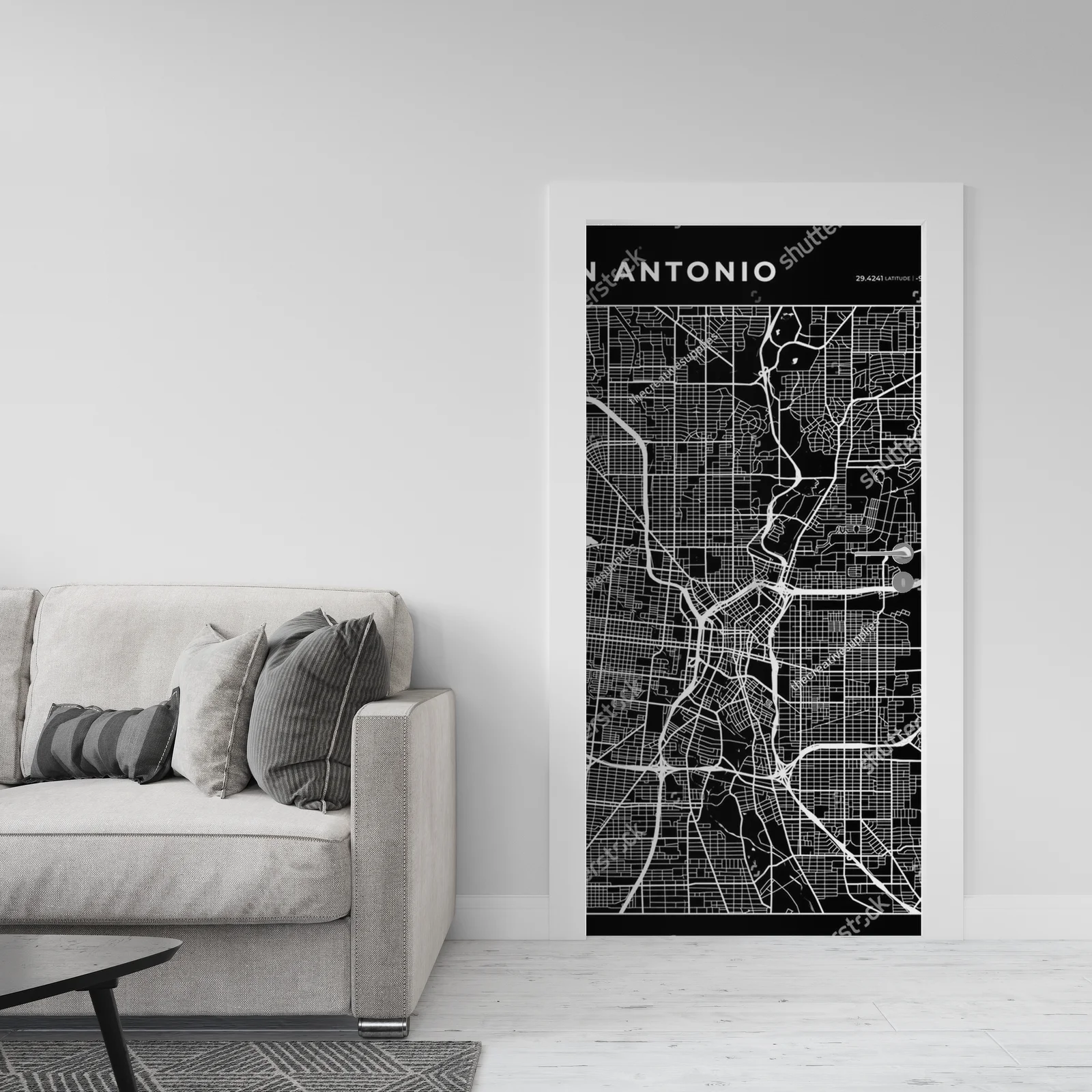 Czarująca mapa San Antonio w eleganckiej tonacji