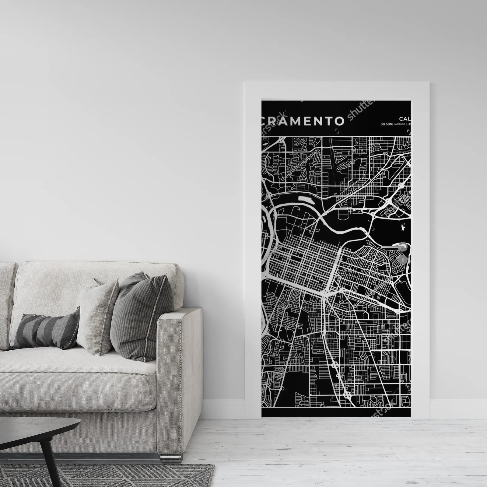 Czarująca mapa Sacramento w klasycznej elegancji