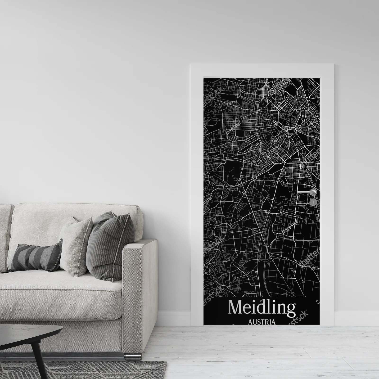 Elegancka mapa Meidlingu w monochromatycznych tonach