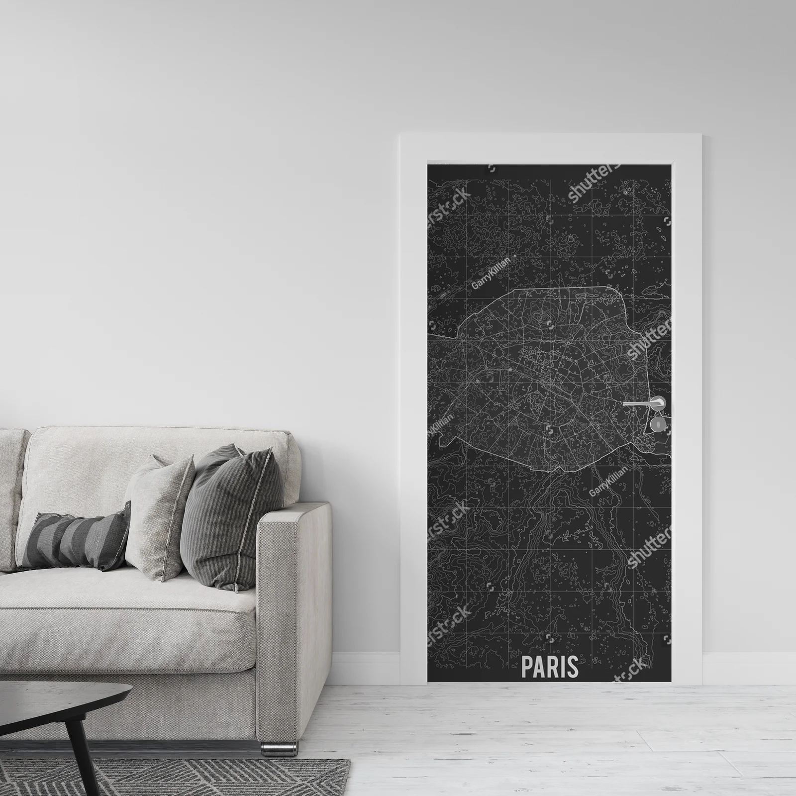 Elegancka mapa Paryża w odcieniach szarości