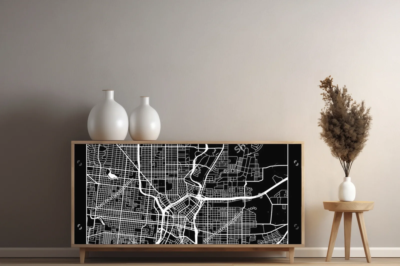 Czarująca mapa San Antonio w eleganckiej tonacji