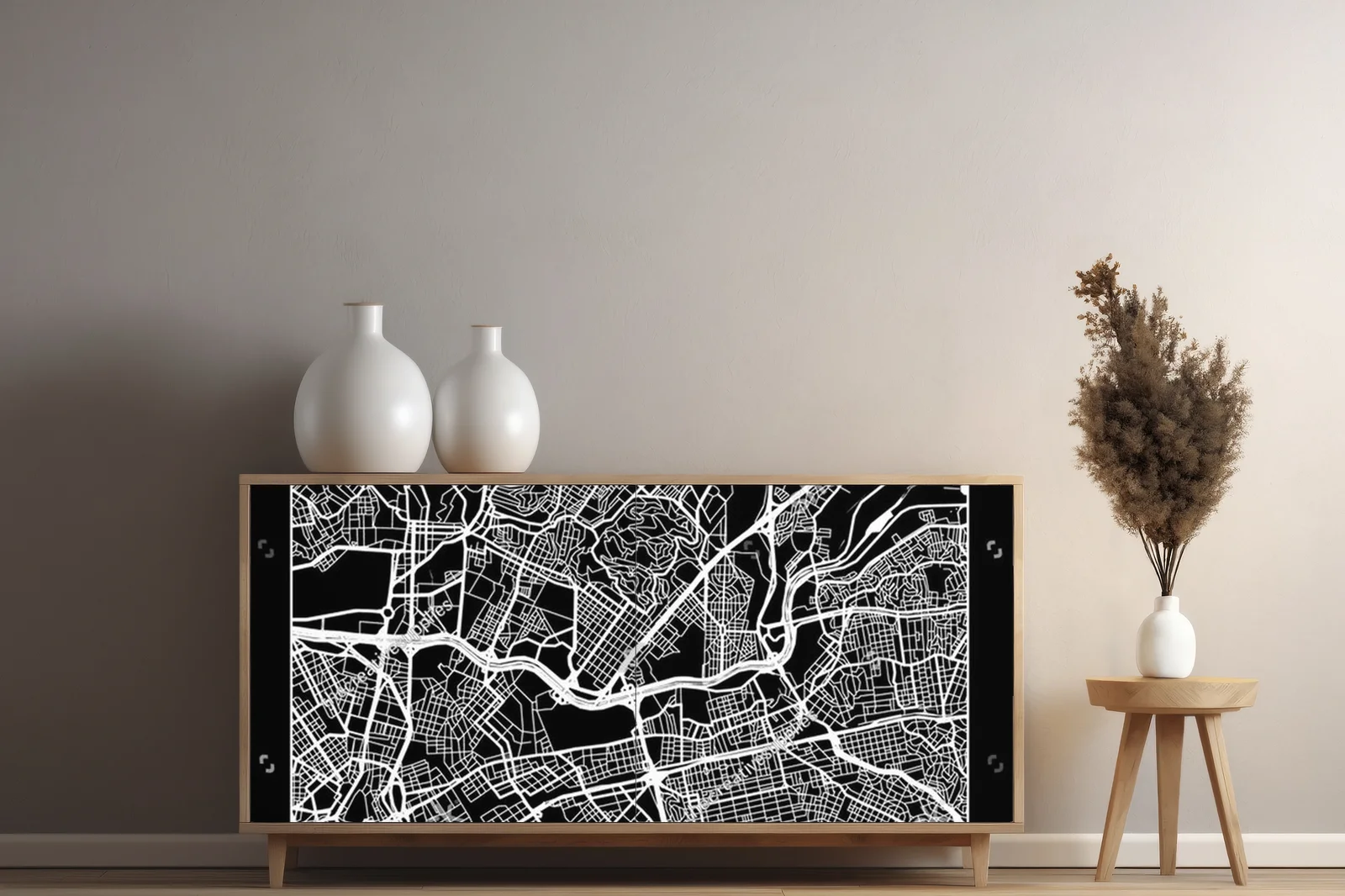 Minimalistyczna mapa São Paulo w monochromatycznej elegancji