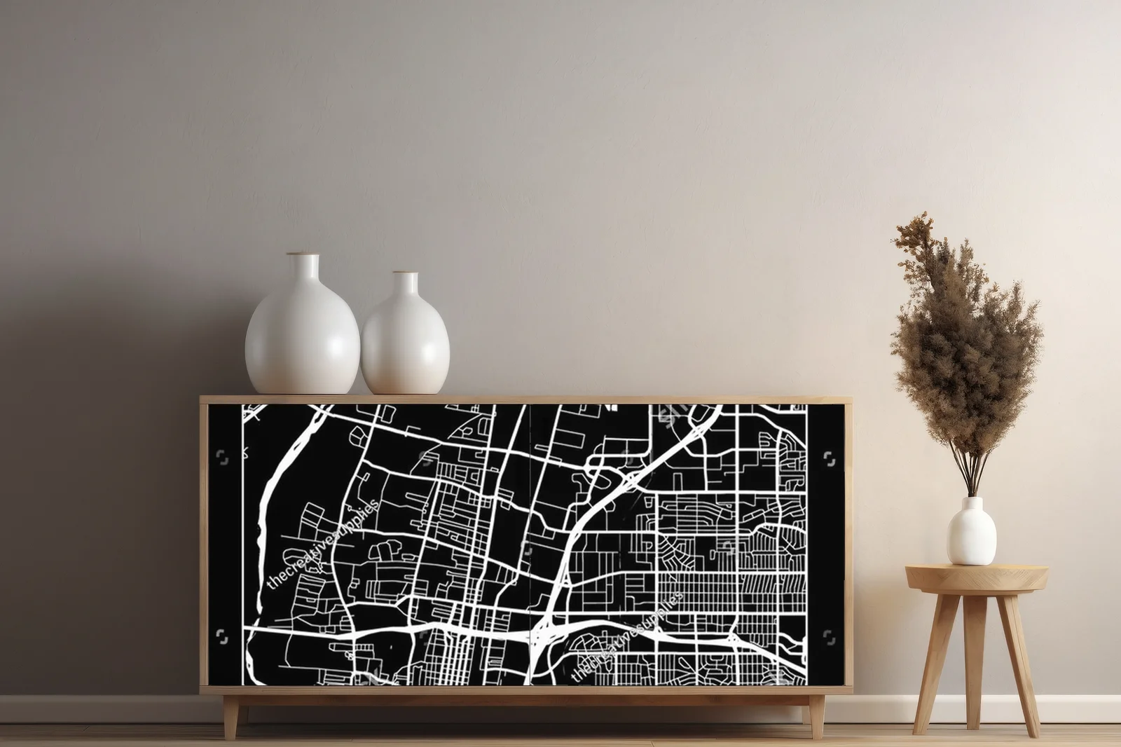 Miejska mapa Albuquerque w eleganckiej czerni
