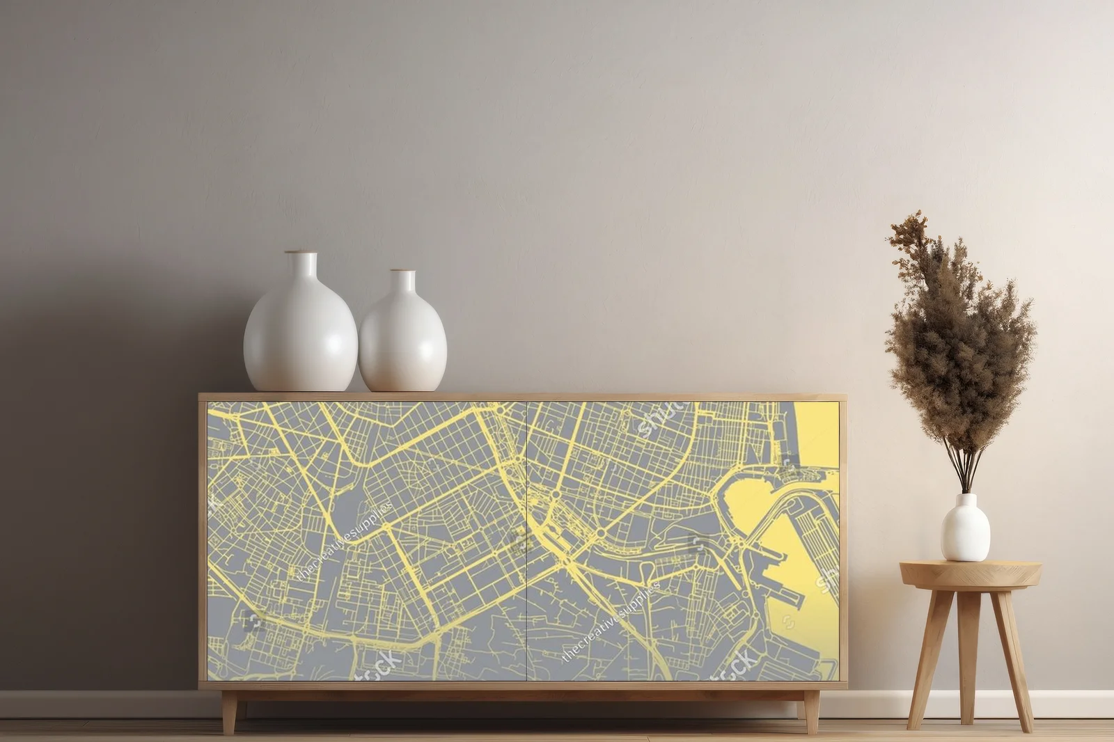 Elegancka mapa Walencji w pastelowych odcieniach