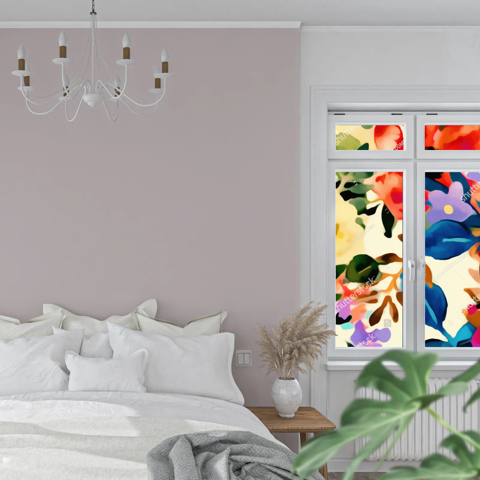 Modernistyczny retro motyw kwiatowy w pastelowych tonach
