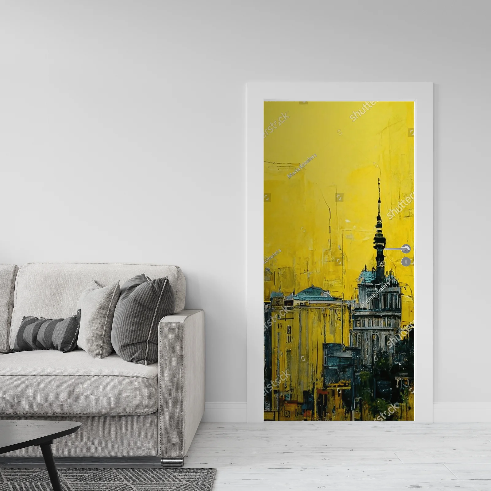 Abstrakcyjna panorama miasta w tonalnej harmonii