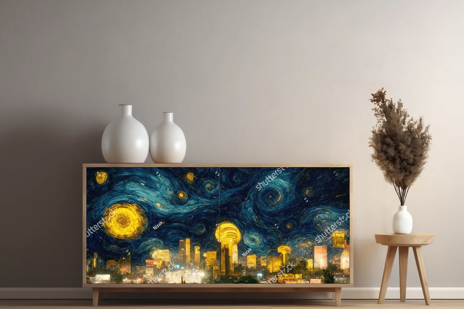 Nocne niebo Meksyku w stylu Van Gogha