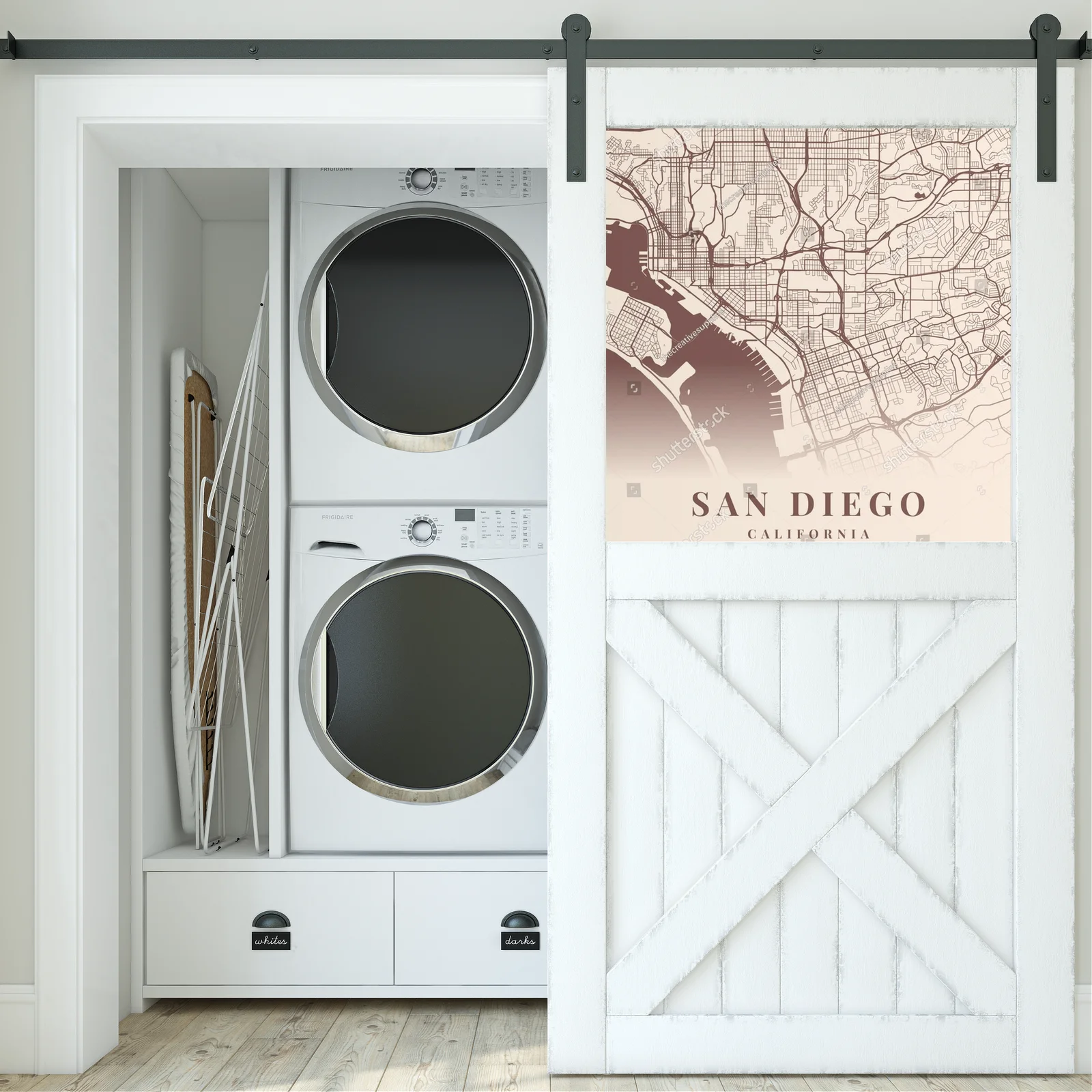 Delikatny projekt mapy San Diego w kremowych tonach