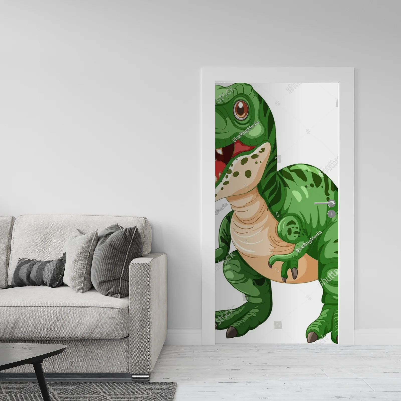 Zielony dinozaur w radosnej przygodzie