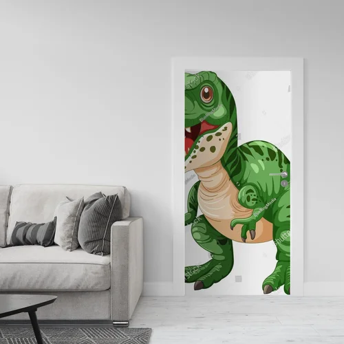 Zielony dinozaur w radosnej przygodzie
