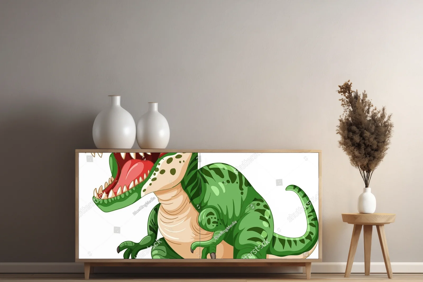 Zielony dinozaur w radosnej przygodzie
