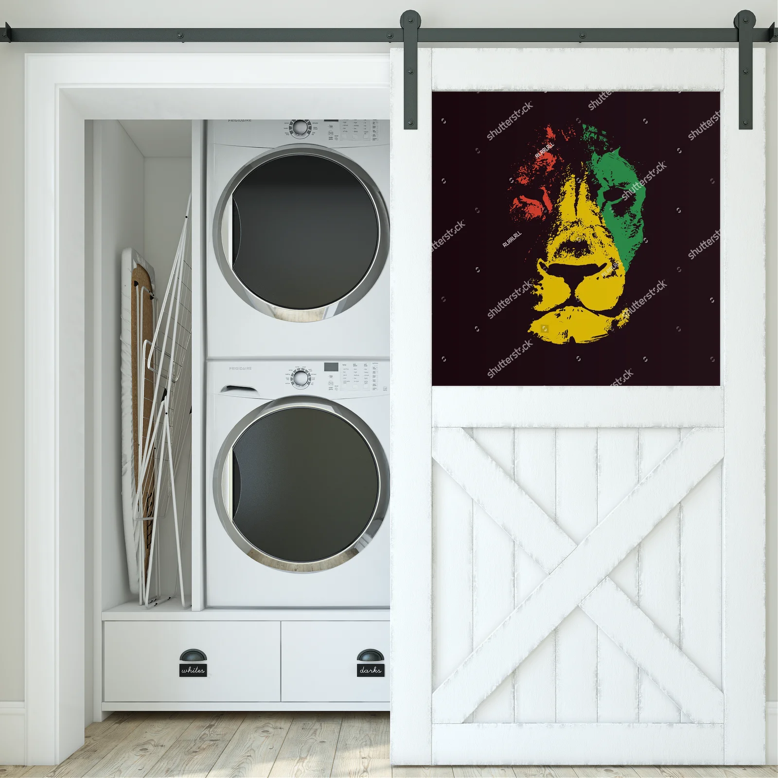 Lwi majestat w rasta kolorach pełnych energii