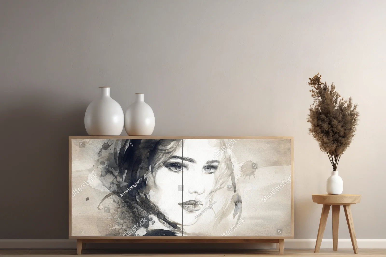 Elegancki portret kobiet w akwarelowych barwach