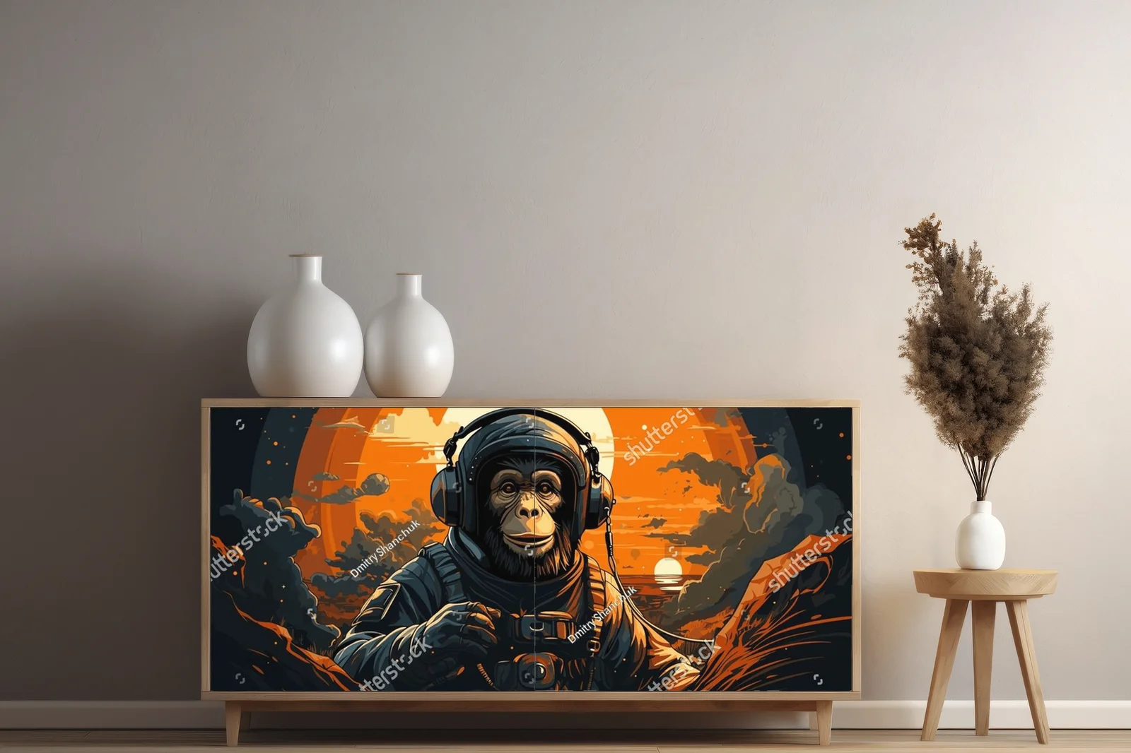 Kosmiczna małpa w hełmie astronauty