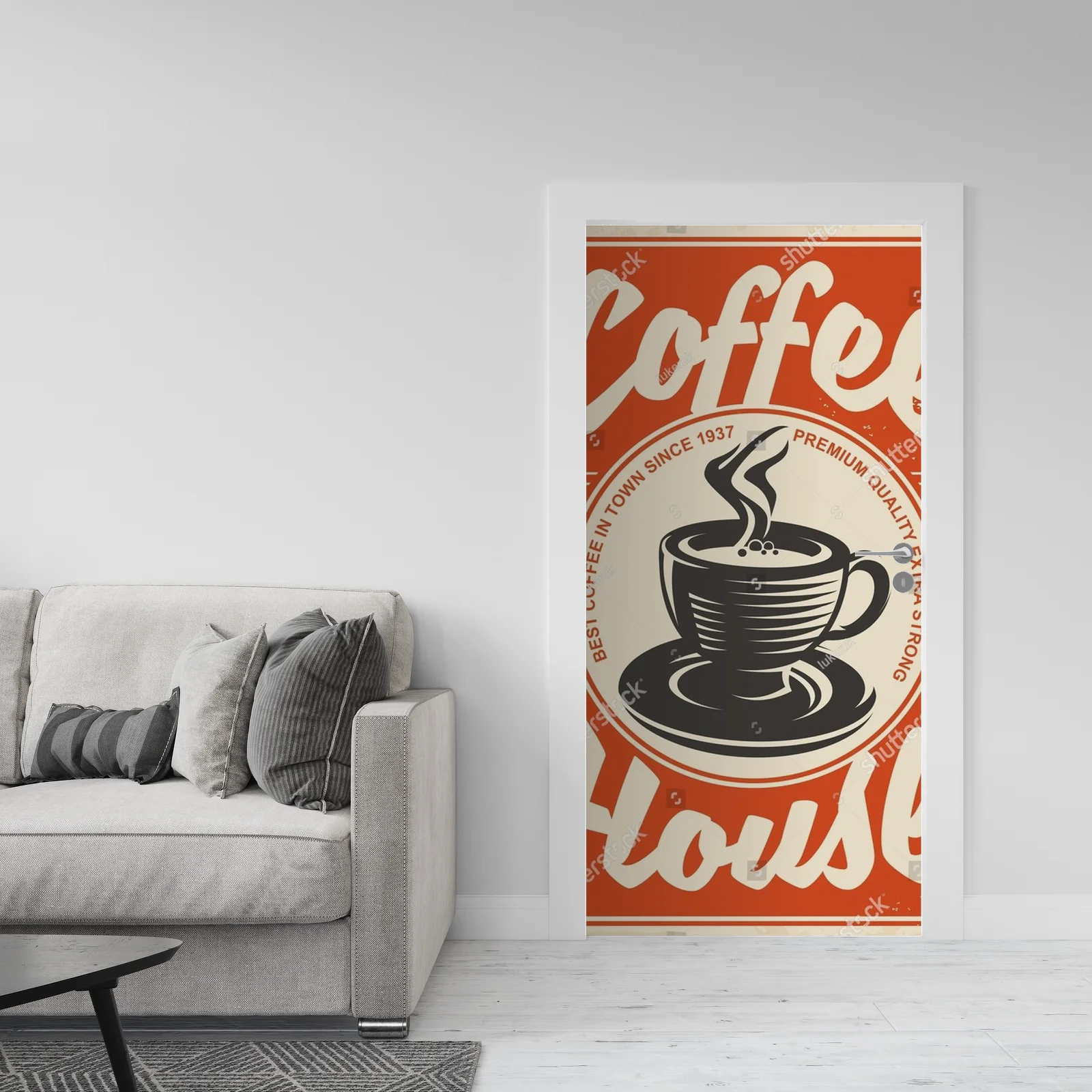 Vintage poster z kawowym akcentem w retro stylu
