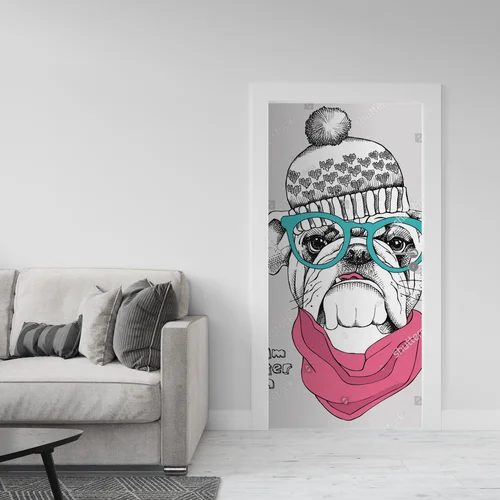 Stylowy bulldog w retro akcesoriach