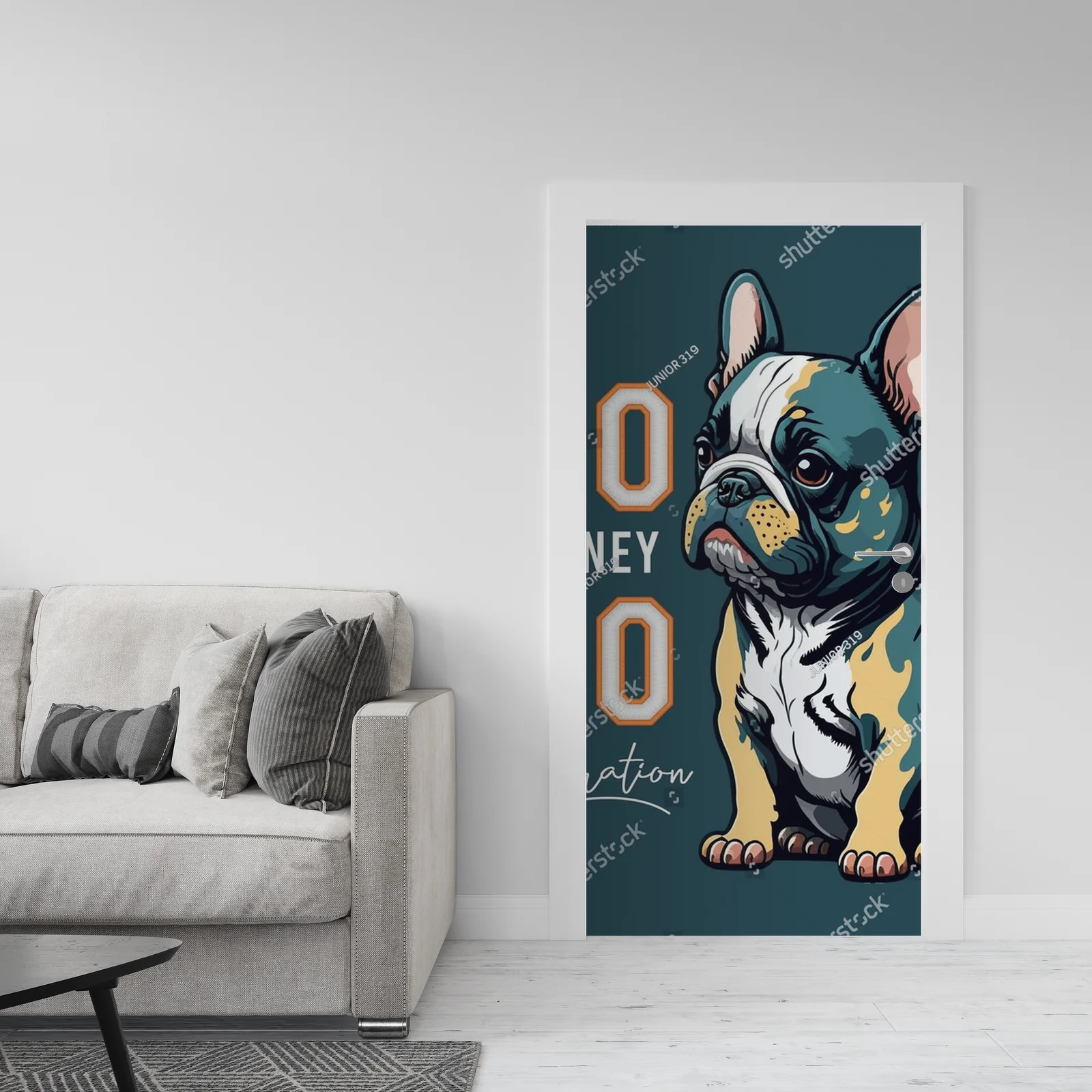 Urokliwy buldog francuski w kolorowej kompozycji