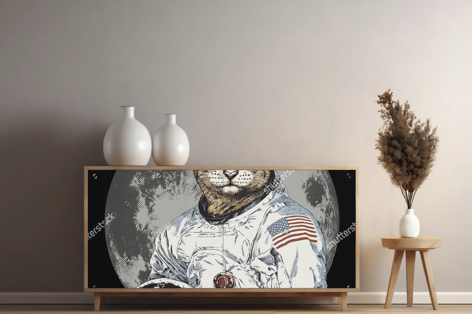 Wesoły hipsterski kot astronauta w kosmosie