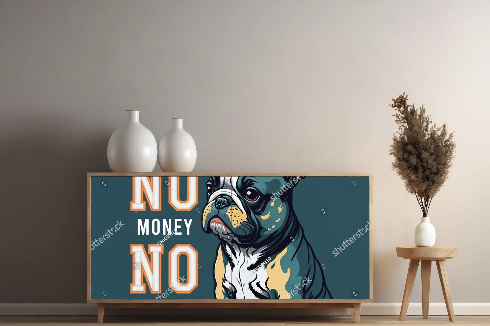 Urokliwy buldog francuski w kolorowej kompozycji