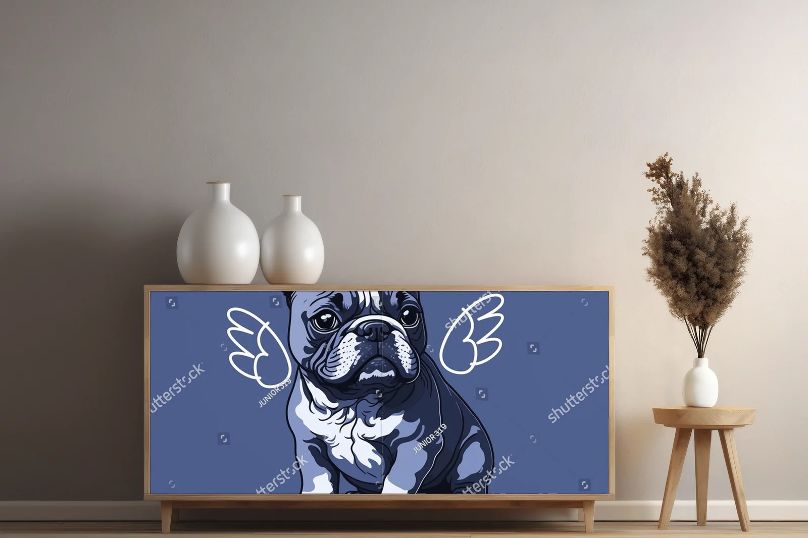 Urokliwy francuski buldog w hipsterskim stylu