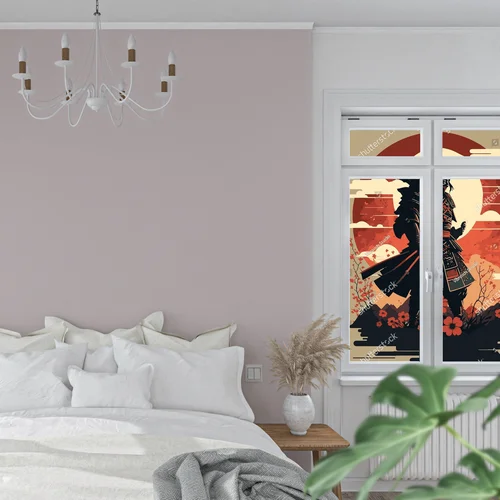 Silhouette japońskiego samuraja na tle zachodu słońca