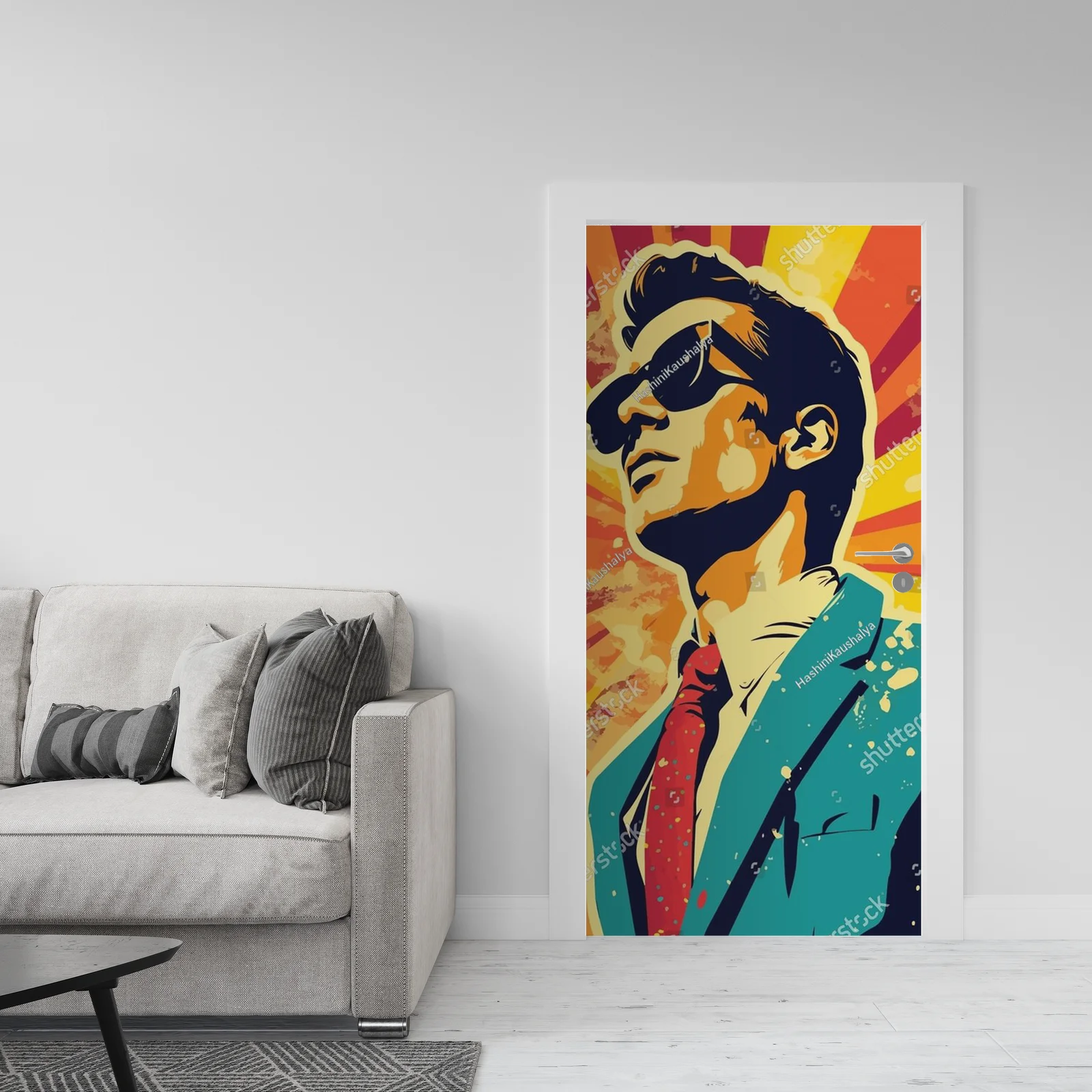 Futurystyczny pop-artowy portret chłopca w wibrujących kolorach