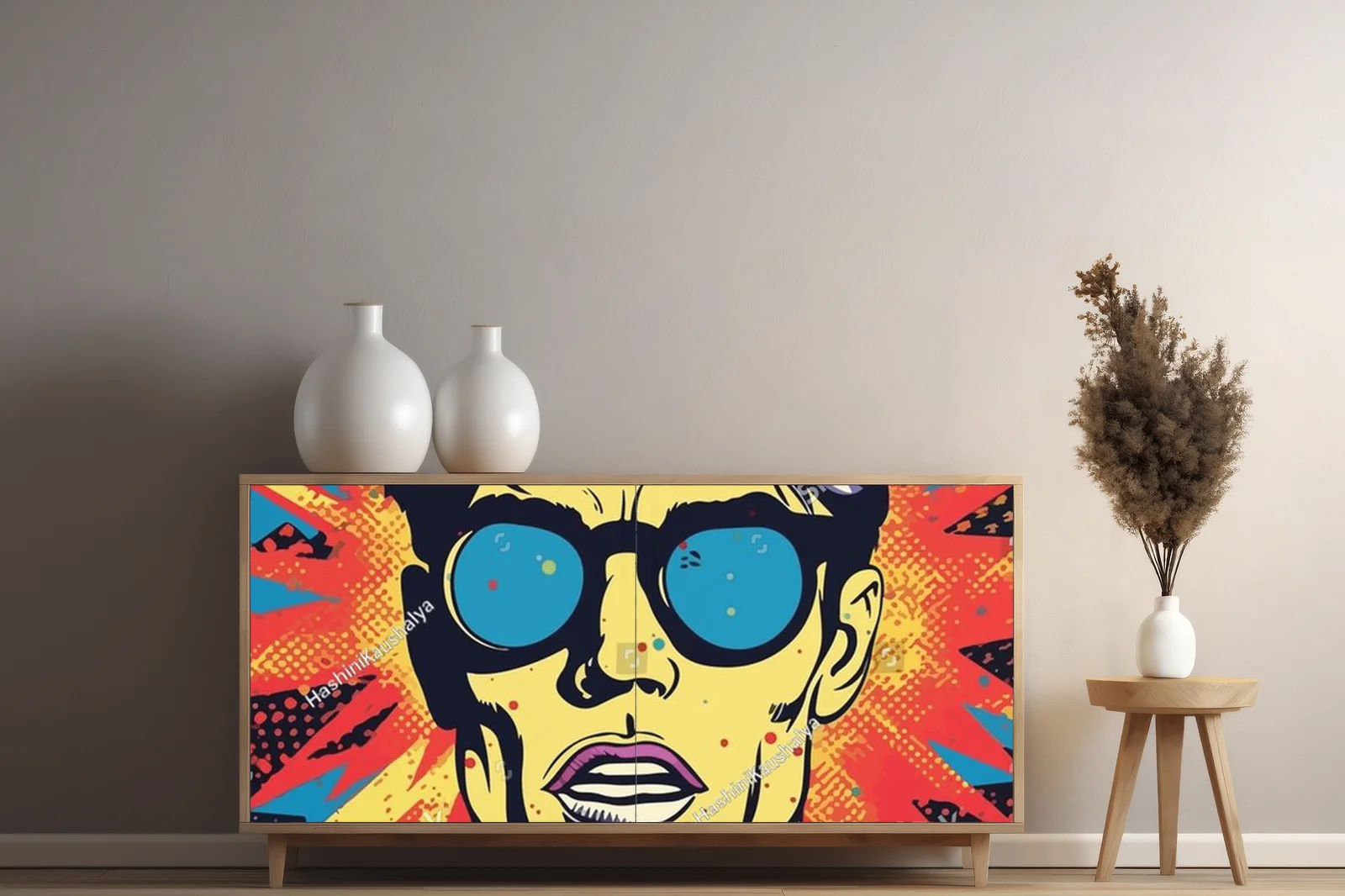 Kolorowy portret retro w stylu pop art