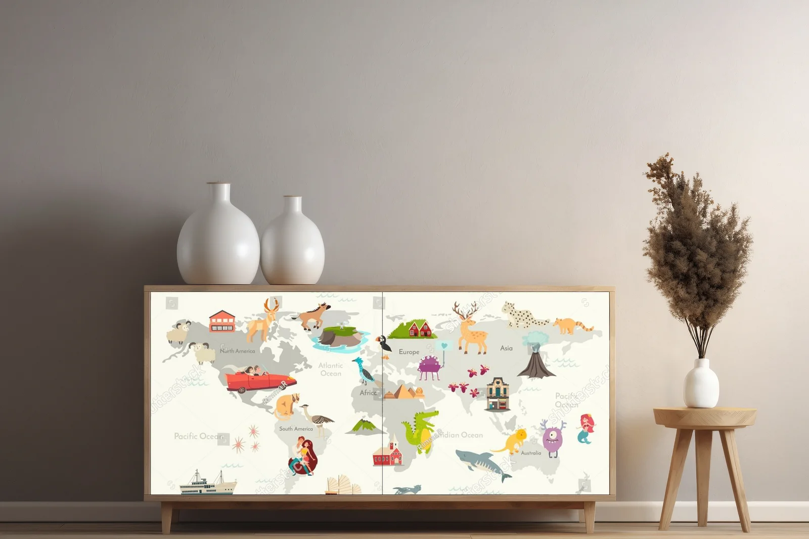 Kolorowy świat dla dzieci - ilustrowana mapa