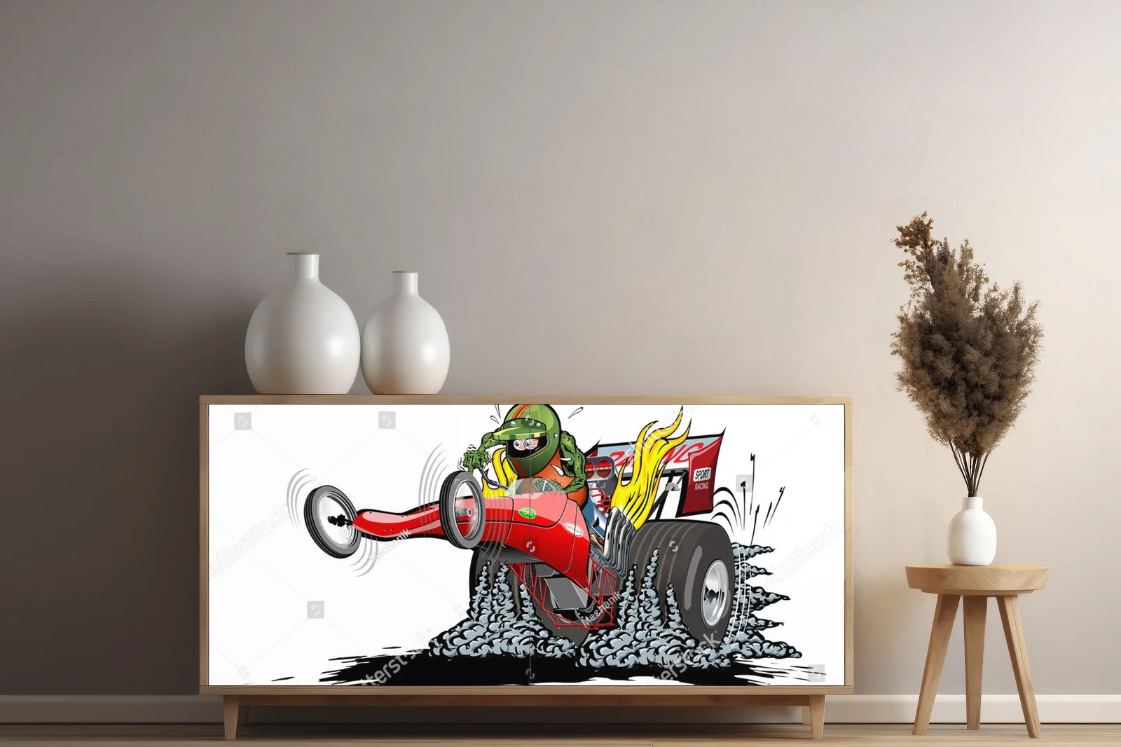 Niezwykły dragster w kolorowej akcji