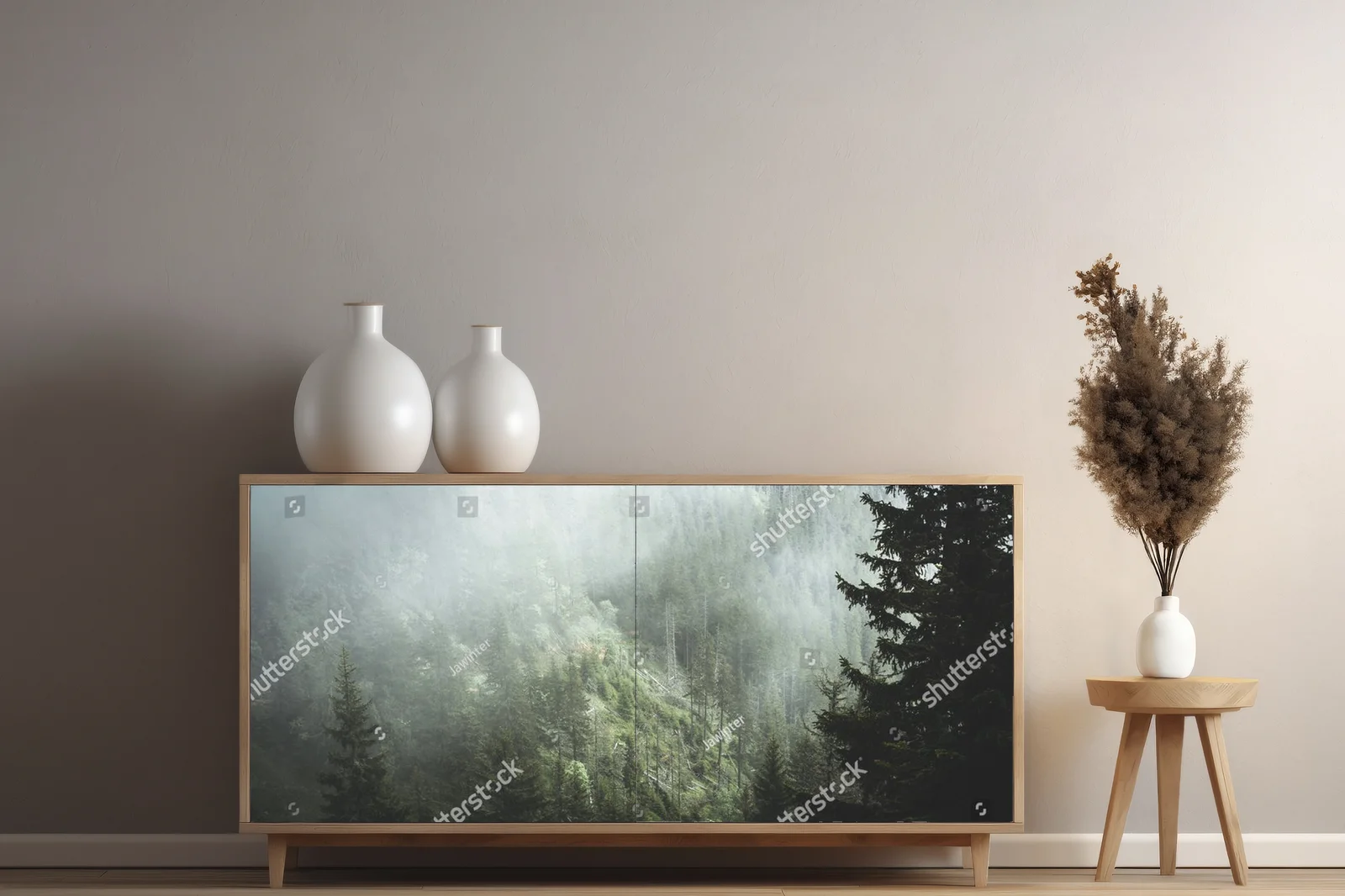 Misty Pine Forest in Ethereal Shades