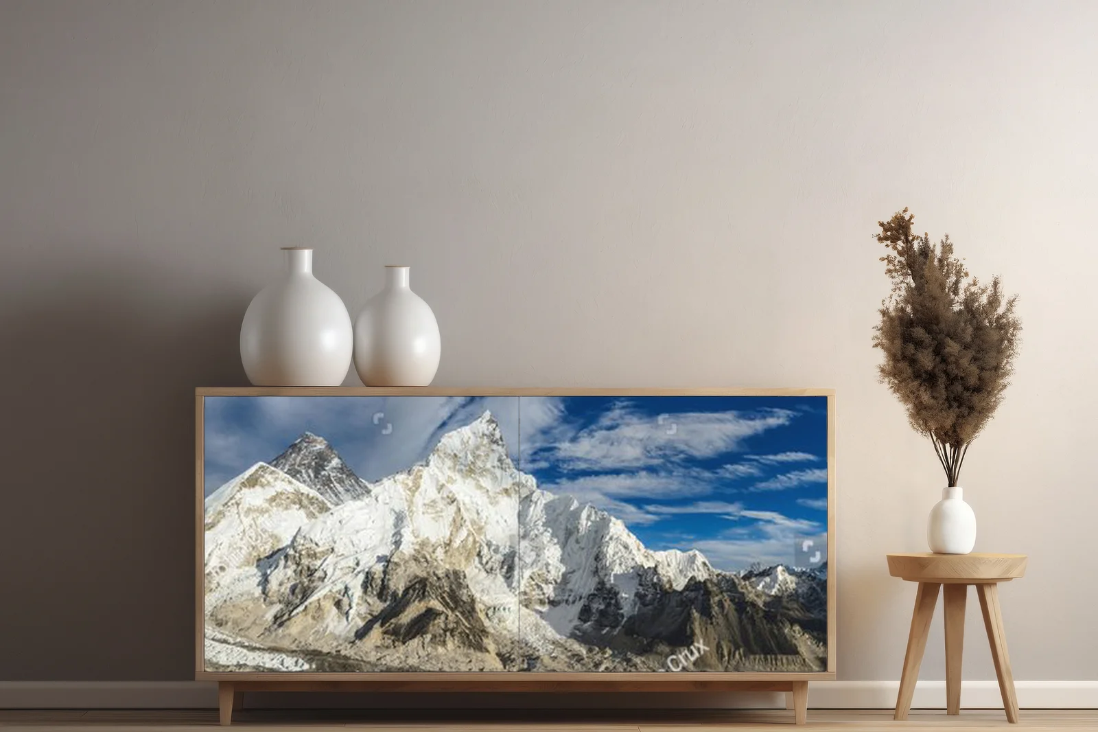 Panoramiczny widok na Everest i Nuptse z Kalar Patthar
