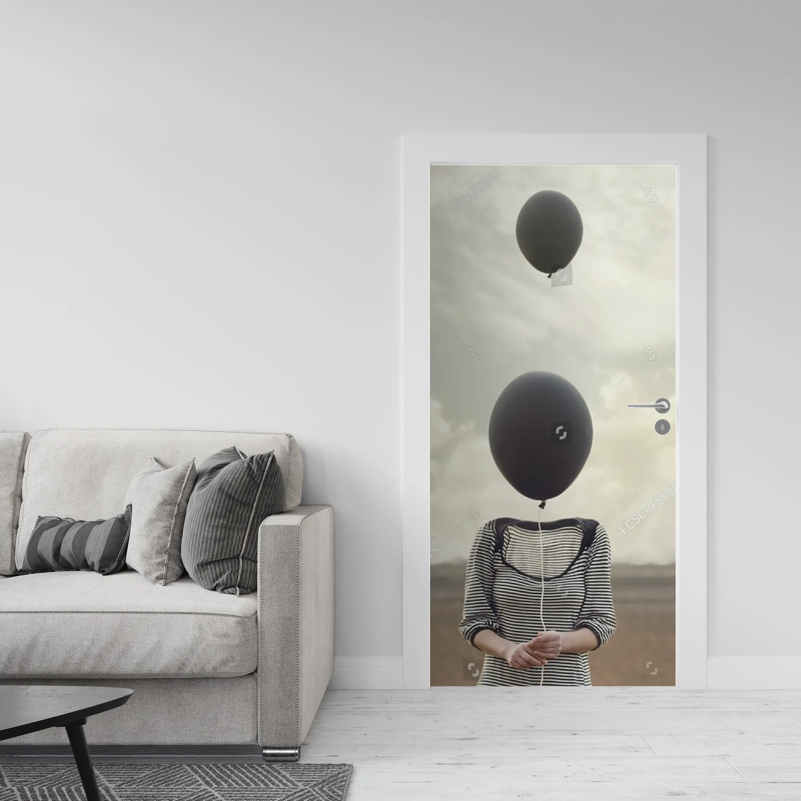 Surrealna podróż do świata marzeń z balonami