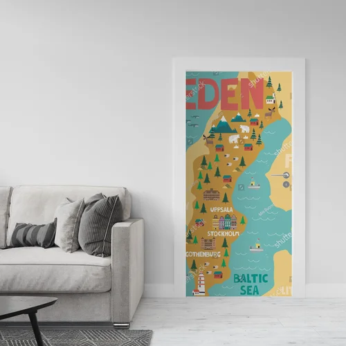 Ilustrowana mapa Szwecji w naturalnych odcieniach