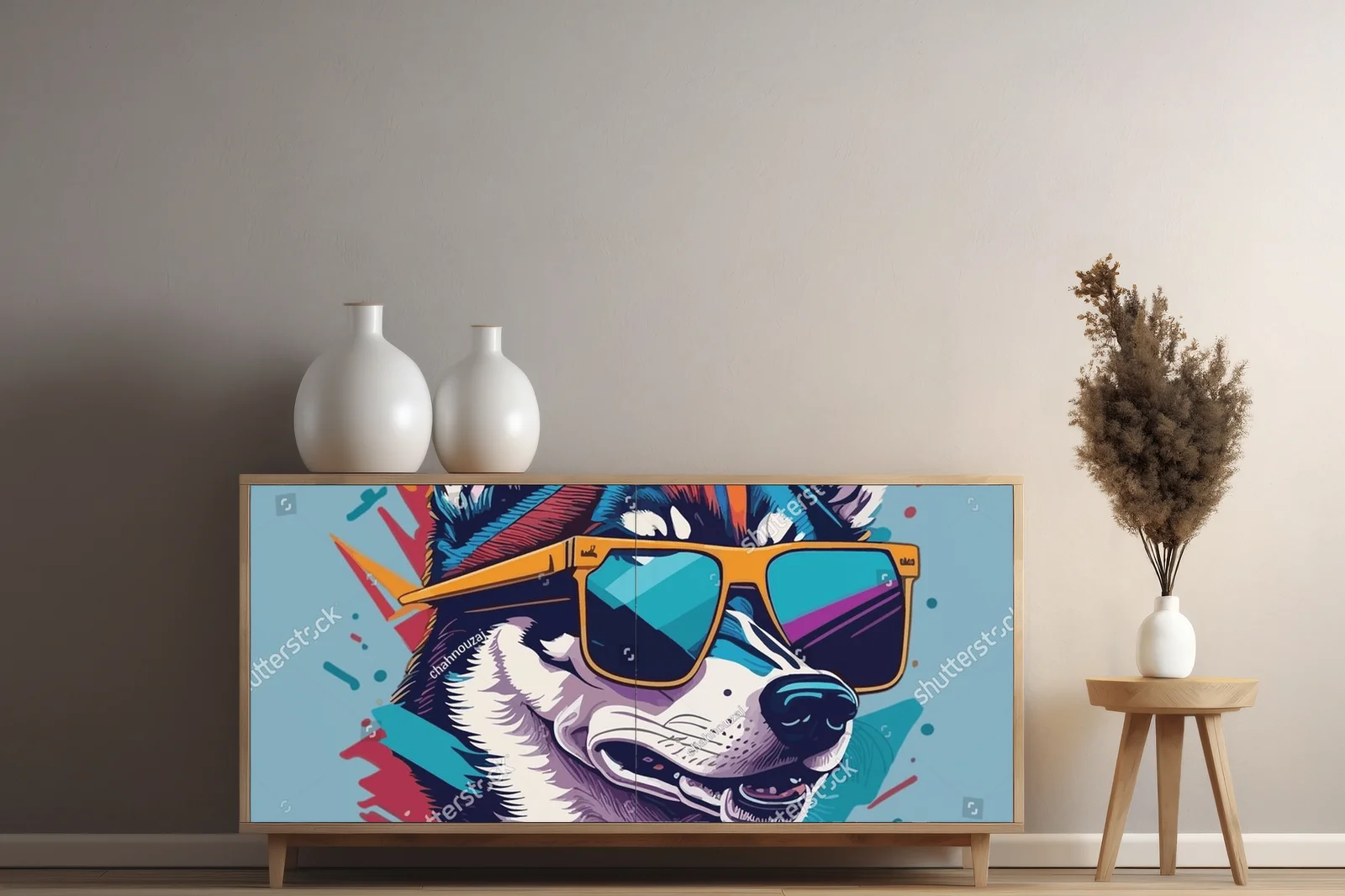 Stylowy husky w odcieniach turkusu