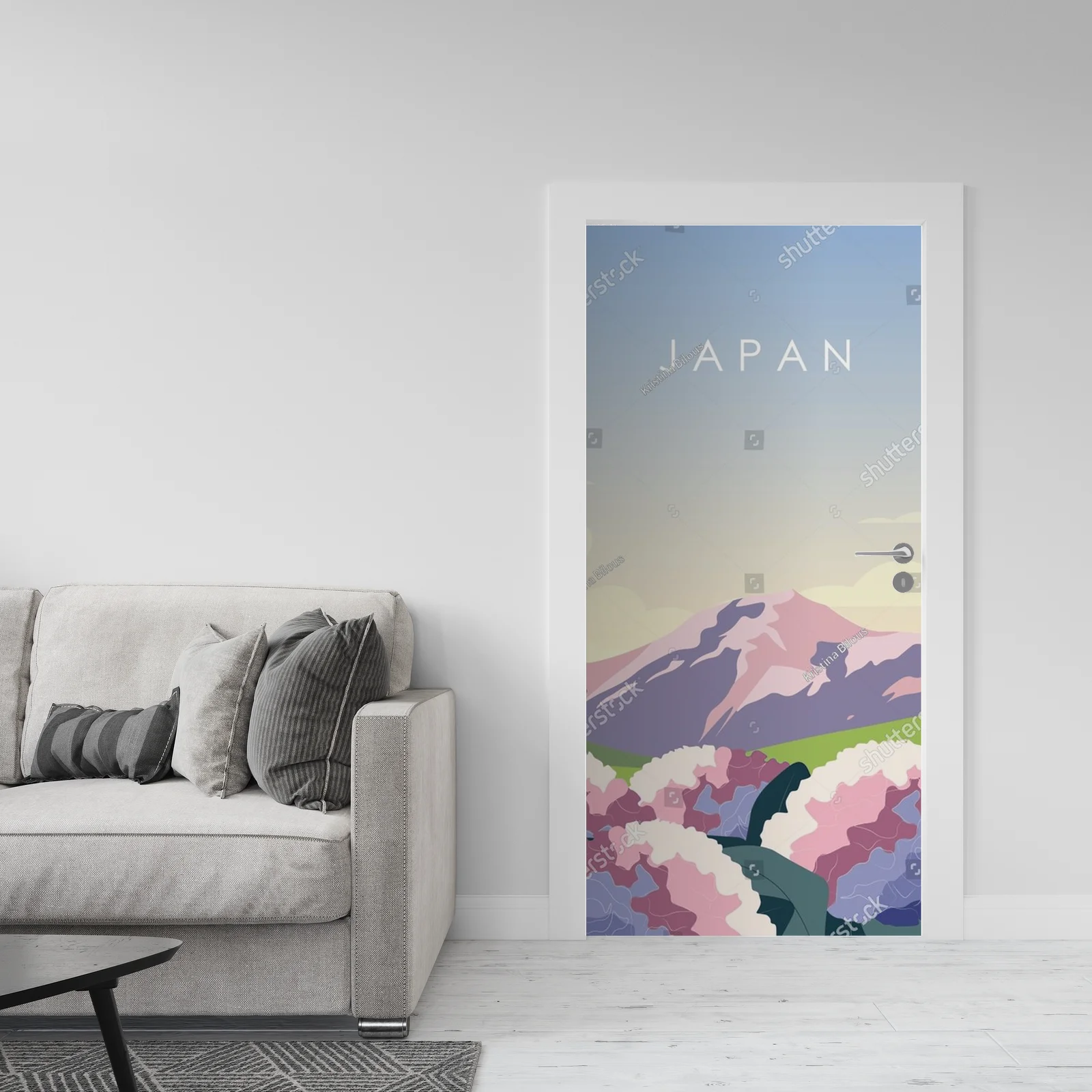 Majestatyczne góry Japonii w otoczeniu kwiatów