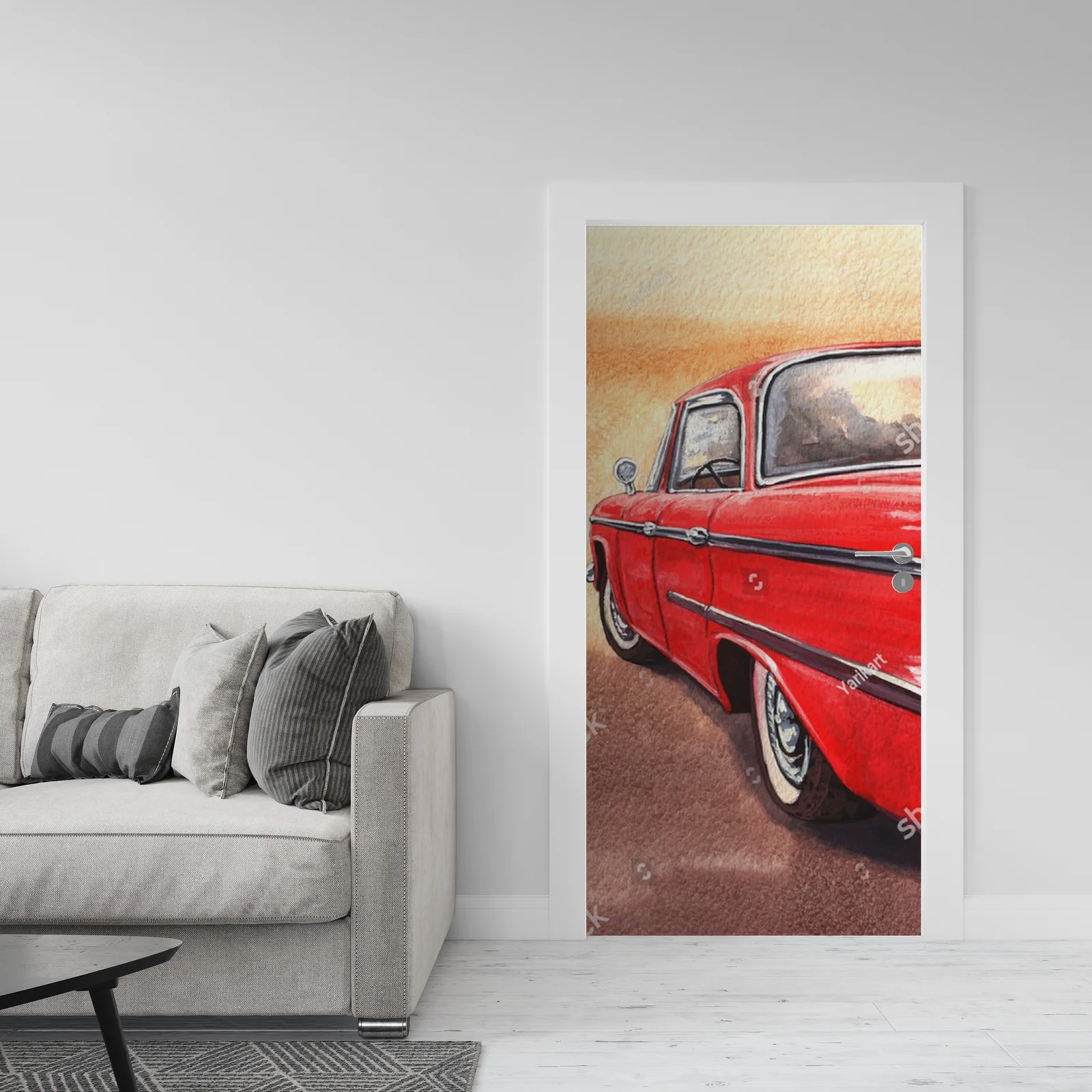 Retro auto w nostalgicznych barwach akwareli