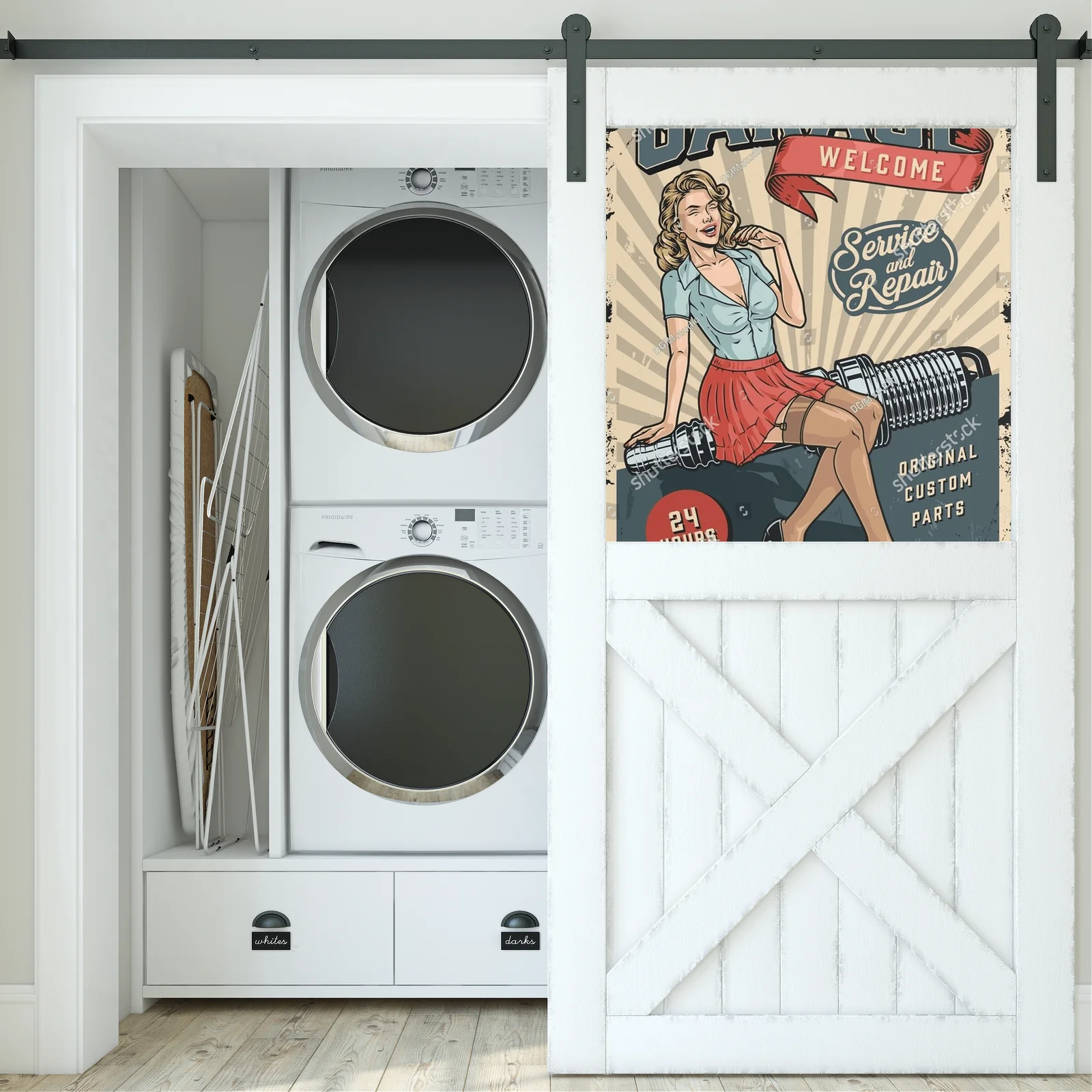 Kolorowy vintage garage: pin-up w akcji