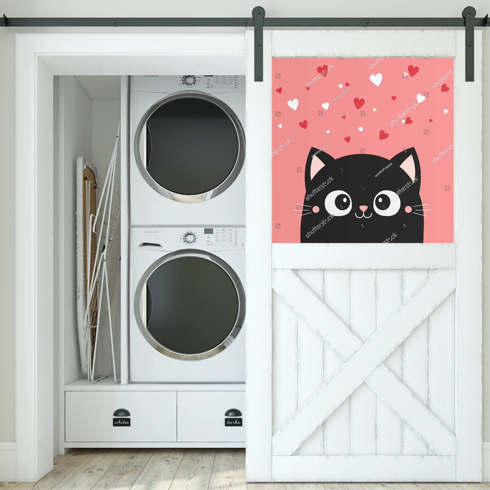 Kawaii kocia kompozycja na różowym tle
