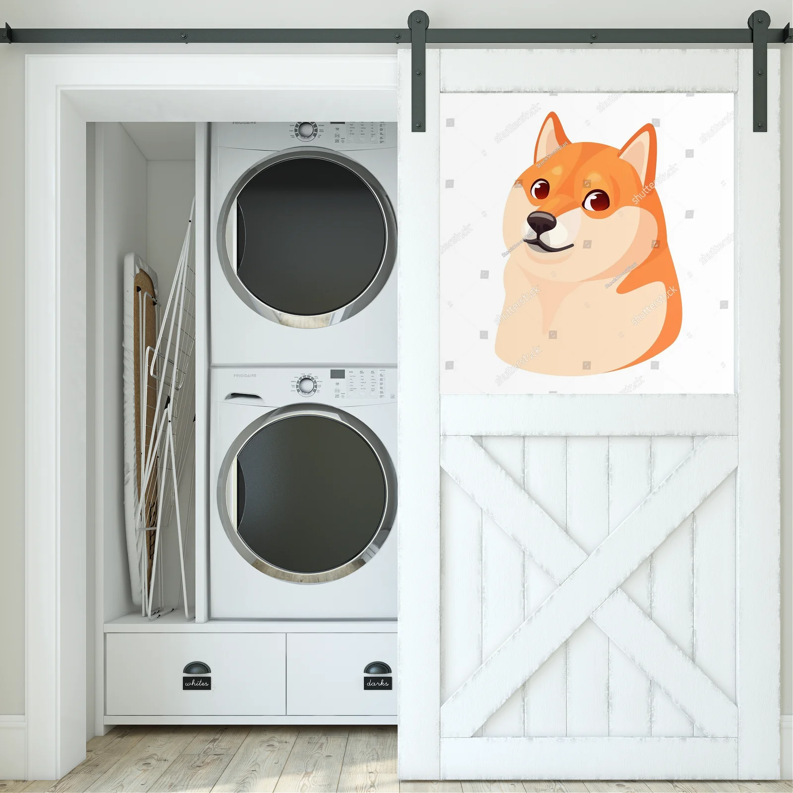 Zabawny Shiba Inu w japońskim stylu