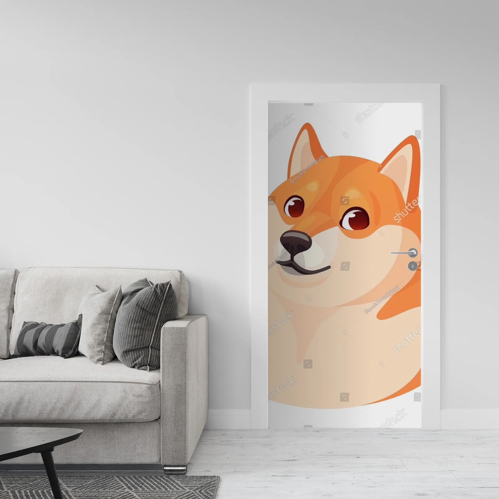 Zabawny Shiba Inu w japońskim stylu