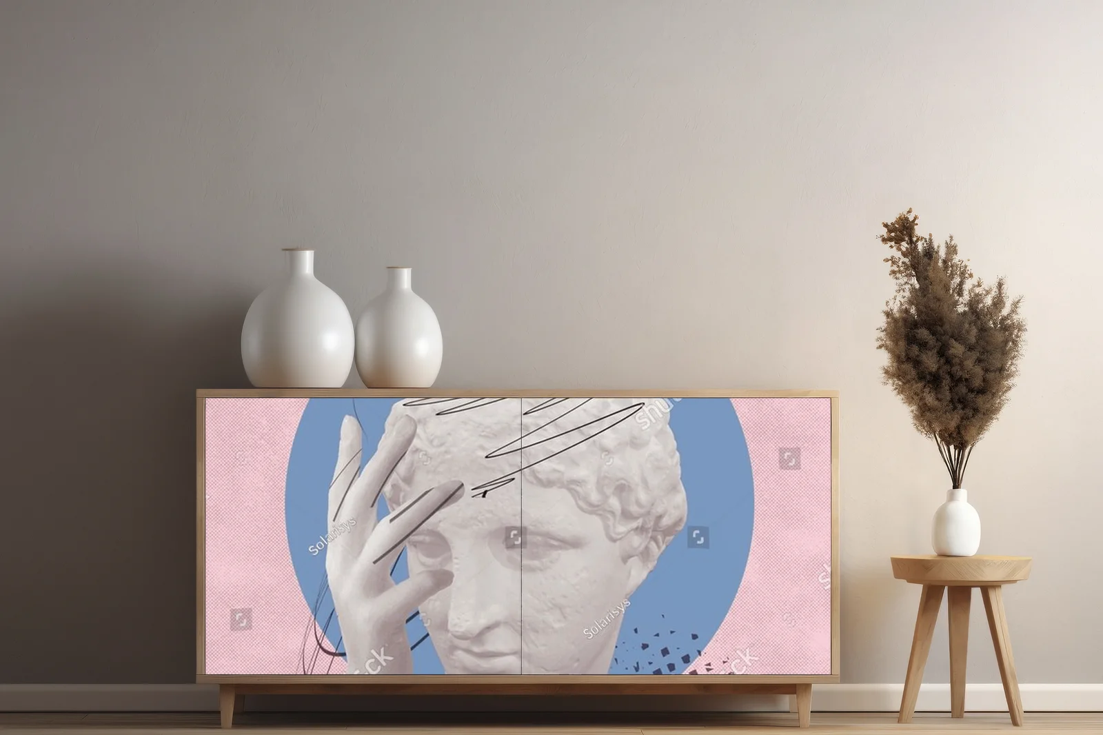 Antyczna statua w pastelowych odcieniach emocji