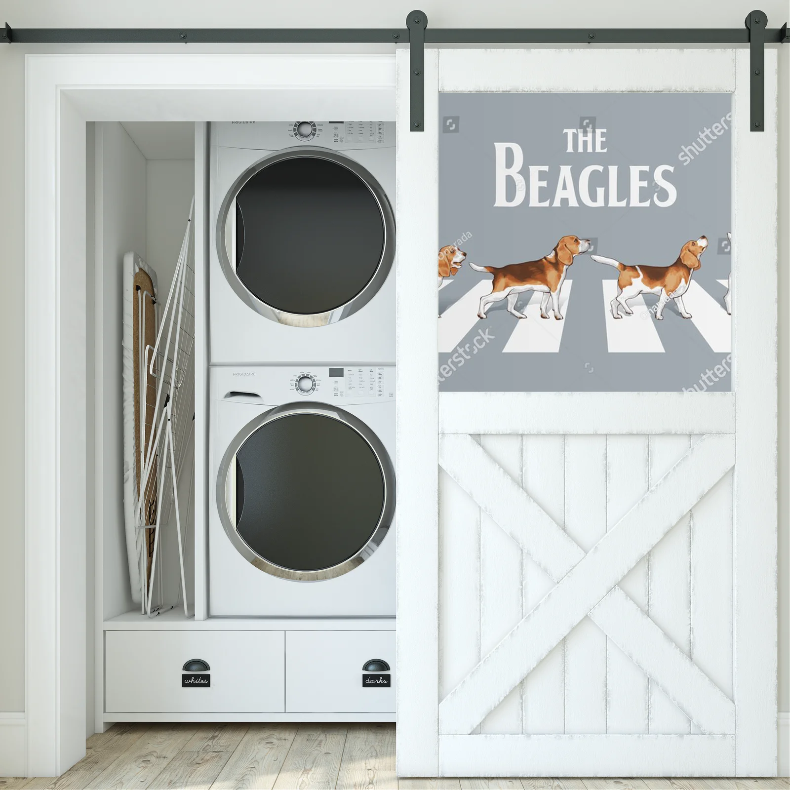Wesołe beagle w retro stylu na ulicy