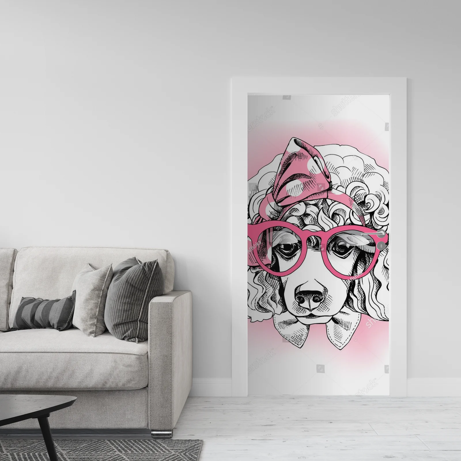 Uroczy portret poodle w różowej opasce
